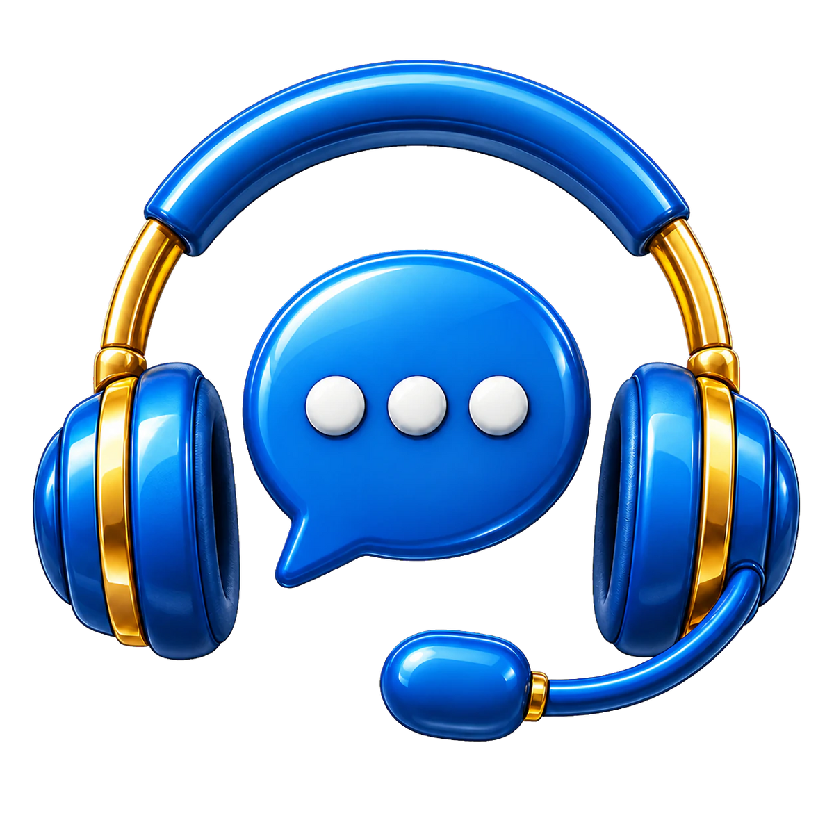 Premium glossy 3D customer support headset with chat bubble