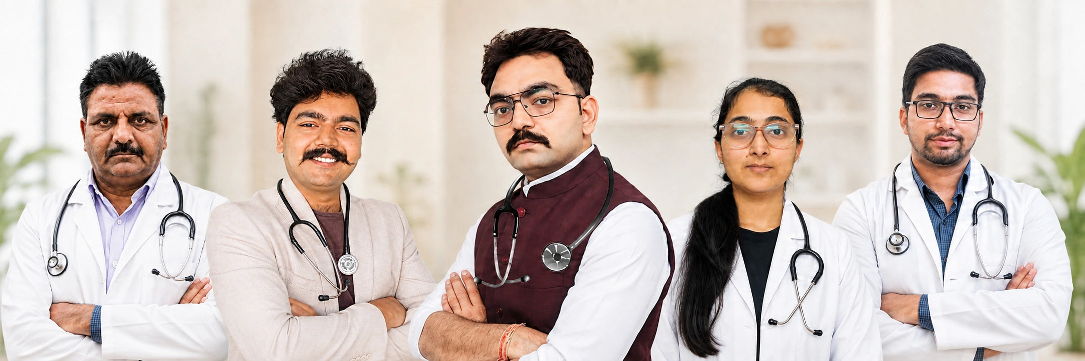 Manmukh Ayurveda doctor team: Dr. Ghanshyam Digarwal, Dr. Mukul Sharma, Dr. Manish Sharma, Dr. Vishruti Sharma and Dr. Deepak Sharma