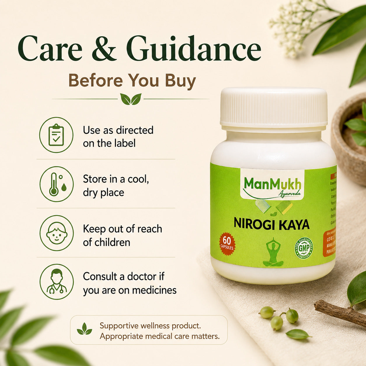 Nirogi Kaya Capsule care and guidance – label use, storage and doctor advice